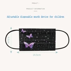 Protective face / mouth masks - disposable - 3-ply - for children - butterflies printed - 10 pieces