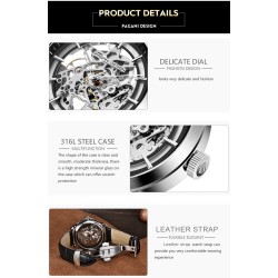 Pagani Design - montre de luxe automatique pour hommes - acier inoxydable - bracelet en cuir - étanche
