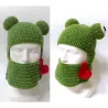 Warm knitted hat - bucket type - balaclava - with frog eyesHats & Caps