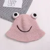 Warm knitted hat - bucket style - with toad's eyes