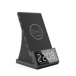 Chargeur rapide sans fil - support de téléphone - haut-parleur Bluetooth - radio FM - réveil - LED - USB