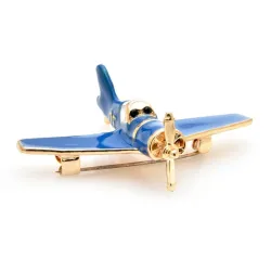Elegant brooch - with blue airplane