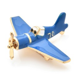 Elegant brooch - with blue airplane