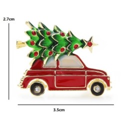 Fashionable brooch with a car / Christmas tree