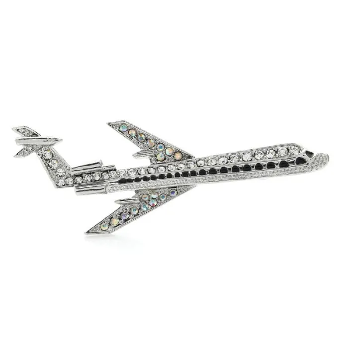 Sparkling big airbus / avion - broche élégante