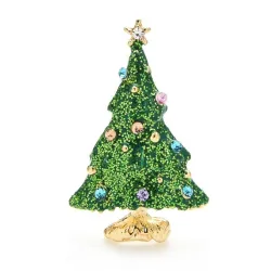 Sapin de Noël enneigé - avec strass - broche élégante