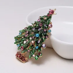 Green crystal Christmas tree - fashionable broochBrooches