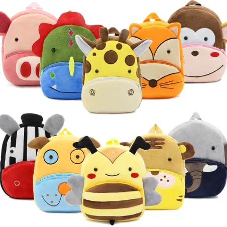 Animaux de dessin animé 3D - sac à dos pour enfants en peluche - cartable