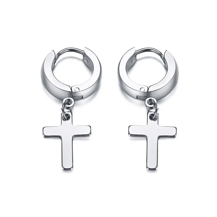 Earrings with cross - unisex - stainless steelEarrings