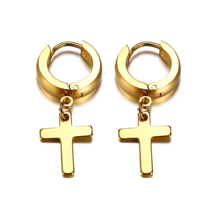Earrings with cross - unisex - stainless steelEarrings