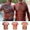 Creative short sleeve t-shirt - with 3D printing - strong muscles / tattooT-shirts