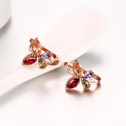 Rose gold earrings for women - zircon - gift