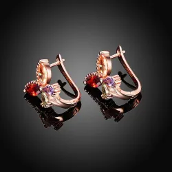 Rose gold earrings for women - zircon - gift