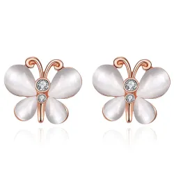 Studded earrings for women -  white opal