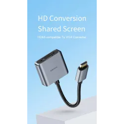 HDMI-compatible to VGA adapter - micro USB - with video / audio power - 1080P