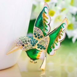 Elegant brooch - with green crystal birdBrooches