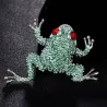 Small crystal frog with red eyes - vintage brooch