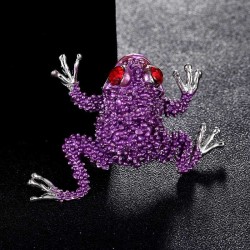 Small crystal frog with red eyes - vintage broochBrooches