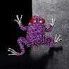 Small crystal frog with red eyes - vintage brooch