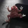 Small crystal frog with red eyes - vintage brooch
