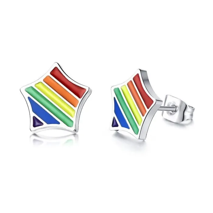 Rainbow star stud earrings - stainless steel - unisexEarrings