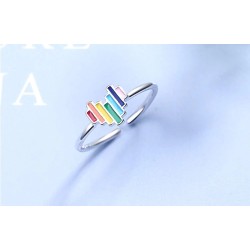 Rainbow jewellery set - heart shaped - necklace / earrings / ring - 925 sterling silverJewellery Sets