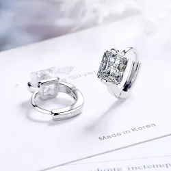 Luxurious small round earrings - with crystal - 925 sterling silverEarrings