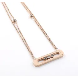 Elegant necklace - with sliding crystals - stainless steelNecklaces