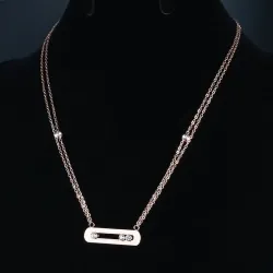 Elegant necklace - with sliding crystals - stainless steelNecklaces
