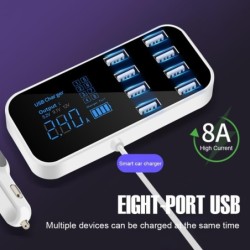 Multi usb charger for car - 8-port with lcd display