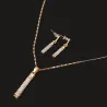 Elegant jewellery set - necklace / earrings - with rhinestones - cylindrical rod pendantJewellery Sets