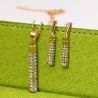 Elegant jewellery set - necklace / earrings - with rhinestones - cylindrical rod pendantJewellery Sets