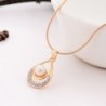 Elegant gold jewellery set - necklace / earrings - water drop pendant - with crystals / pearlJewellery Sets