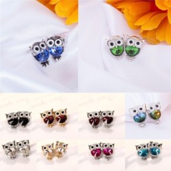 Small stud earrings - with crystal owlEarrings