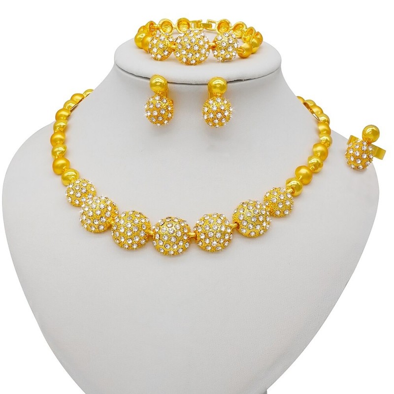 24K gold plated jewellery - sets for women - bracelet / necklace / earrings / ring