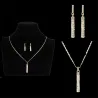 Elegant jewellery set - necklace / earrings - with rhinestones - cylindrical rod pendantJewellery Sets