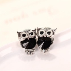 Small stud earrings - with crystal owlEarrings