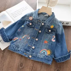 Veste en jean enfant - avec broderie florale