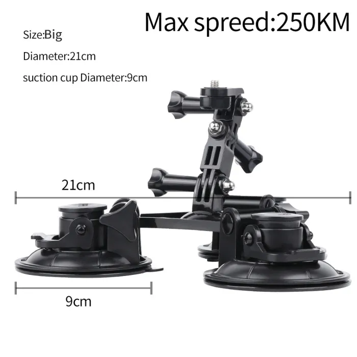 Ventouse pour fenêtre de voiture - trépied 1/4" - adaptateur - support pour GoPro / SJCAM Xiaomi Yi 4K