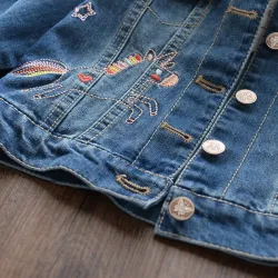 Veste en jean enfant - avec broderie florale
