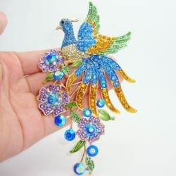 Fashionable brooch - with colorful crystal peacockBrooches