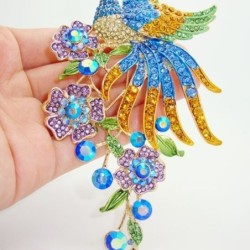 Fashionable brooch - with colorful crystal peacockBrooches