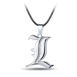Death note - pendentif lettre L - avec collier corde