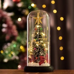Sapin de Noël décoratif - dans un dôme en verre - avec LED