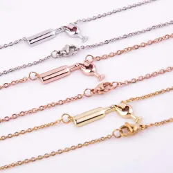 Elegant necklace with wine bottle / wine glass / heart shaped red zirconNecklaces