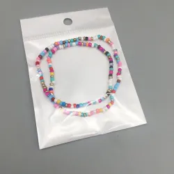 Collier court classique - avec perles colorées - fil élastique