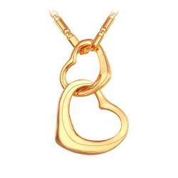 Collier tendance avec pendentif double cœur