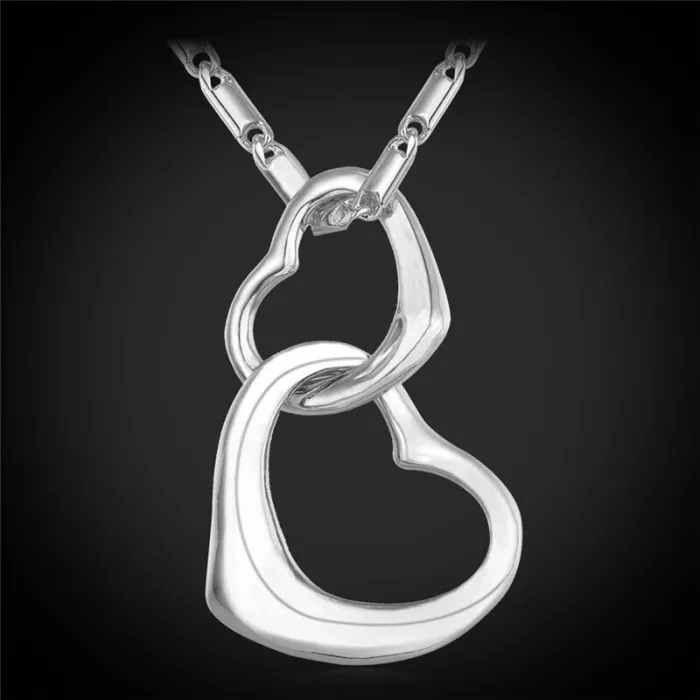 Collier tendance avec pendentif double cœur