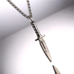 Knife shaped pendant with necklace - Hip Hop style - stainless steelNecklaces