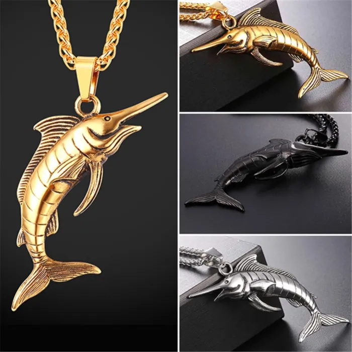 Collier avec espadon - acier inoxydable - unisexe